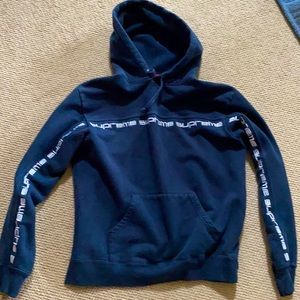 Supreme text stripe hoodie, navy, great condition